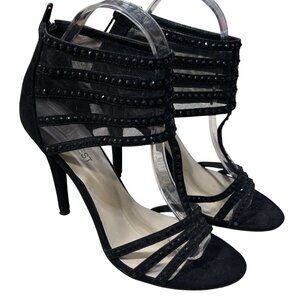 Nine West Alderson 4" Heel Mesh Rhinestone Black Size 6.5 Strappy